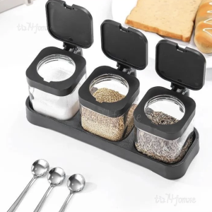 新款組閤廚房調料鹽罐玻璃調料瓶調味罐子味精佐料家用收納盒套裝